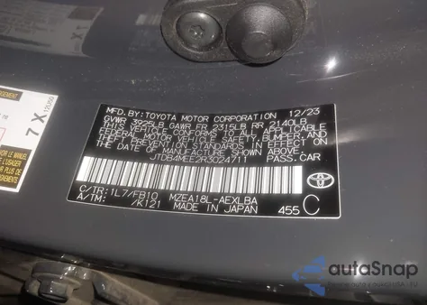 2024 Toyota Corolla Le from USA, damaged, VIN JTDB4MEE2R3024711